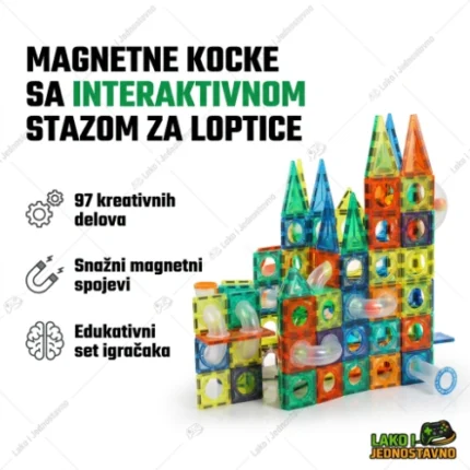 Magnetne kocke sa stazom za loptice od 97 delova