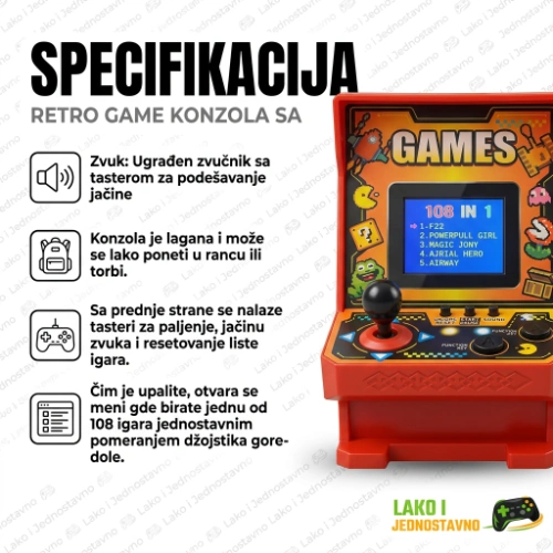 Retro game konzola sa 108 klasičnih igrica i džojstikom