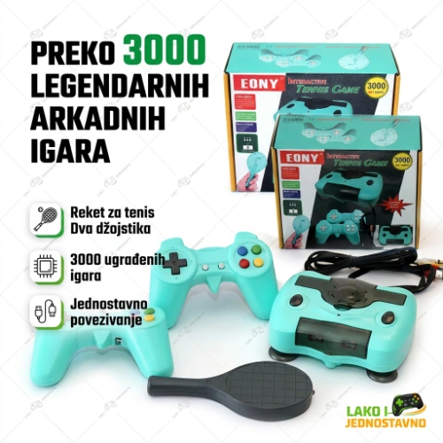retro konzola sa preko 3000 igrica i reketom