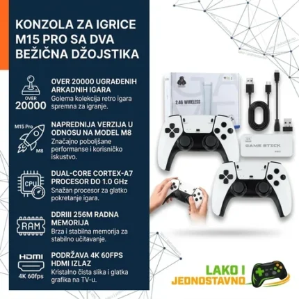 Retro konzola za igrice M15 Pro sa 20000 igara