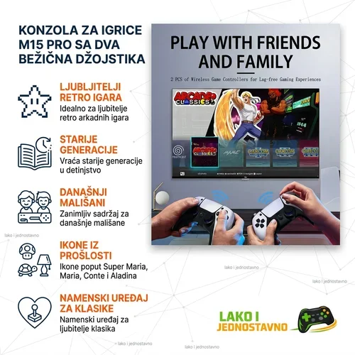 Retro konzola za igrice M15 Pro sa 20000 igara — konzola sa igricama Retro konzola za igrice M15 Pro sa 20000 igara — konzola sa igricama