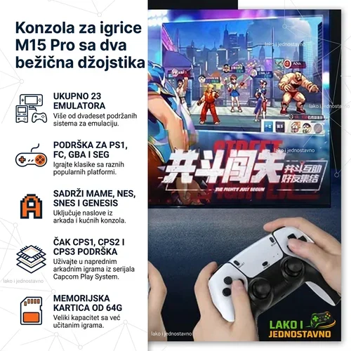 Retro konzola za igrice M15 Pro sa 20000 igara — retro igre Retro konzola za igrice M15 Pro sa 20000 igara — retro igre