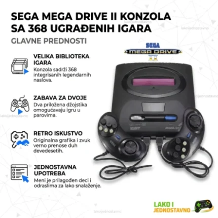 Sega Mega Drive II konzola sa 368 ugrađenih igara