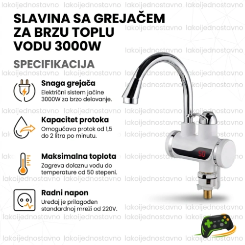 Slavina sa grejačem za brzu toplu vodu 3000W — SPECIFIKACIJA Slavina sa grejačem za brzu toplu vodu 3000W — SPECIFIKACIJA