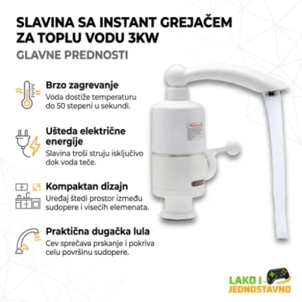Slavina sa instant grejačem za toplu vodu 3kW