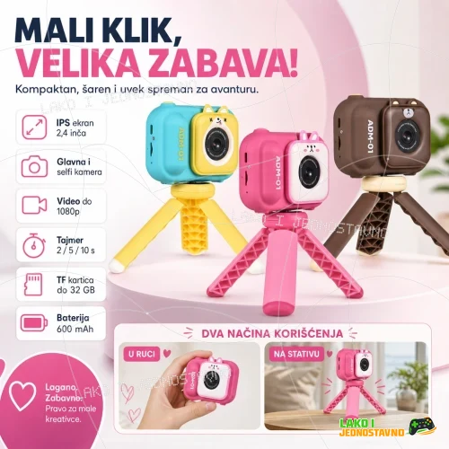 digitalni-fotoaparat-za-decu-sa-mini-stativom-i Digitalni fotoaparat za decu sa mini stativom i