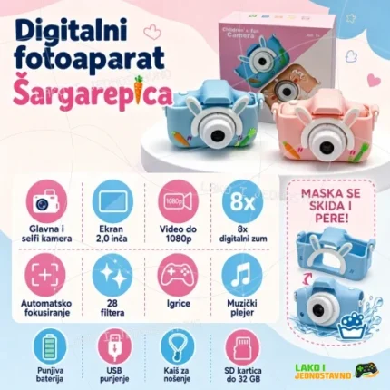 Digitalni fotoaparat za decu Šargarepica sa dve kamere