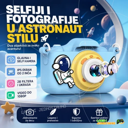 fotoaparat-sa-stampacem-digitalni-fotoaparat-za-decu-astronaut-selfi-kamera-i-28-filtera Digitalni fotoaparat za decu Astronaut selfi kamera i