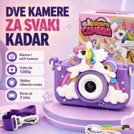 Digitalni fotoaparat za decu Jednorog sa dve kamere