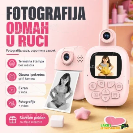 Fotoaparat za decu A18 sa štampačem i pokretnom