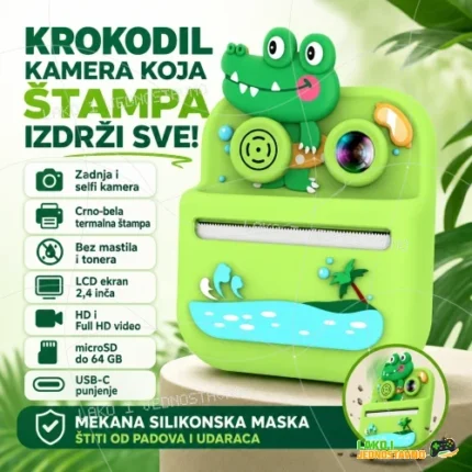 Fotoaparat za decu Krokodil sa štampačem