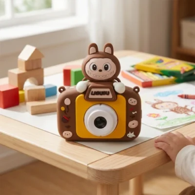 fotoaparat-za-decu-labubu-braon-gumena-maska Fotoaparat za decu Labubu Braon gumena maska