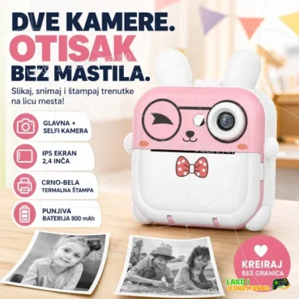Fotoaparat za decu Mašnica sa štampačem i dve