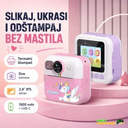 Fotoaparat za decu sa instant štampačem i dve