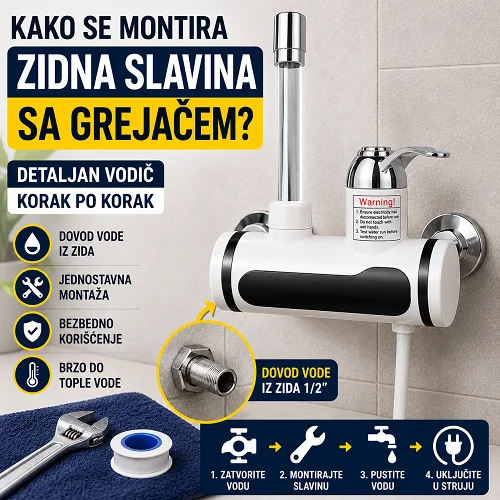 slavina na zid vodic za montazu