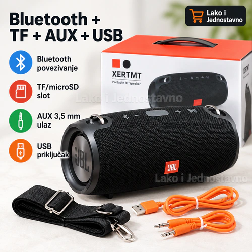 XERTMT Bluetooth zvučnik - glavna slika Bluetooth zvučnik sa Bluetooth, TF, AUX i USB povezivanjem
