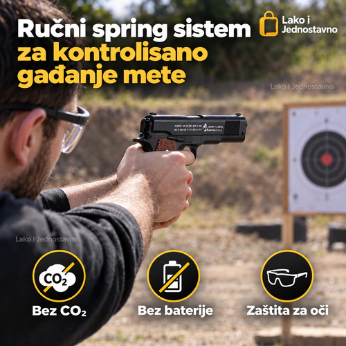 spring-airsoft-pistolj-1911-upotreba Spring airsoft pištolj 1911 stila za kontrolisano gađanje mete - Lako i Jednostavno